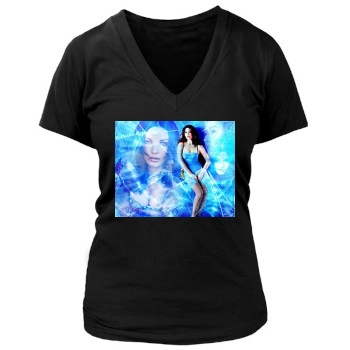 Catherine Zeta-Jones Women's Deep V-Neck TShirt