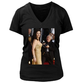 Catherine Zeta-Jones Women's Deep V-Neck TShirt