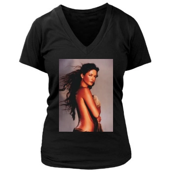 Catherine Zeta-Jones Women's Deep V-Neck TShirt