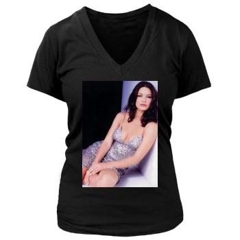 Catherine Zeta-Jones Women's Deep V-Neck TShirt