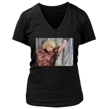 Charlize Theron Women's Deep V-Neck TShirt