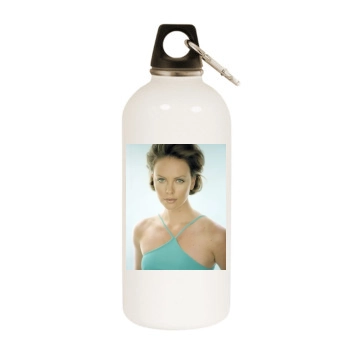 Charlize Theron White Water Bottle With Carabiner