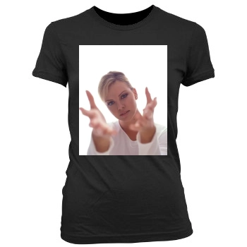 Charlize Theron Women's Junior Cut Crewneck T-Shirt