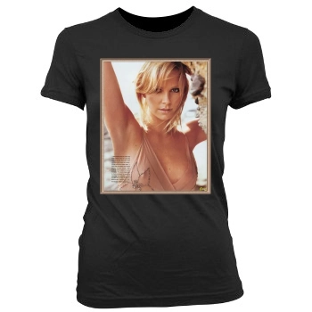 Charlize Theron Women's Junior Cut Crewneck T-Shirt