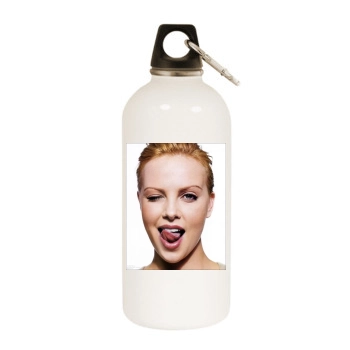 Charlize Theron White Water Bottle With Carabiner