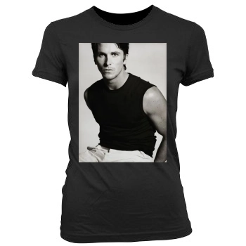 Christian Bale Women's Junior Cut Crewneck T-Shirt