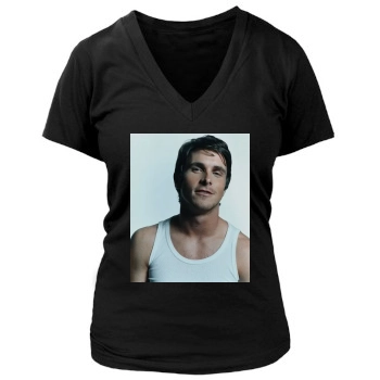 Christian Bale Women's Deep V-Neck TShirt