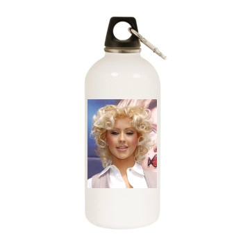 Christina Aguilera White Water Bottle With Carabiner