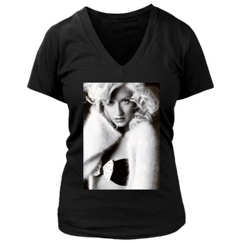 Christina Aguilera Women's Deep V-Neck TShirt