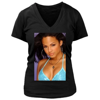 Christina Milian Women's Deep V-Neck TShirt