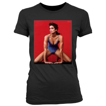 Cindy Crawford Women's Junior Cut Crewneck T-Shirt