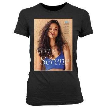 Zoe Saldana Women's Junior Cut Crewneck T-Shirt