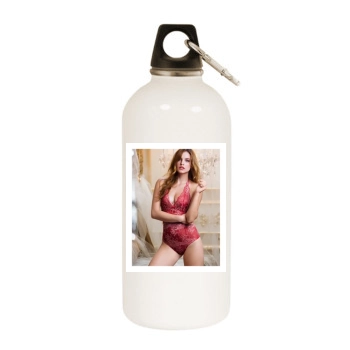 Barbara Palvin White Water Bottle With Carabiner