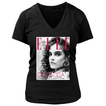 Barbara Palvin Women's Deep V-Neck TShirt