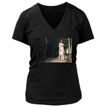 Barbara Palvin Women's Deep V-Neck TShirt