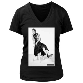 Brie Larson Women's Deep V-Neck TShirt