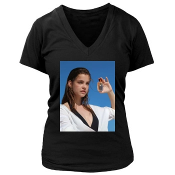 Barbara Palvin Women's Deep V-Neck TShirt