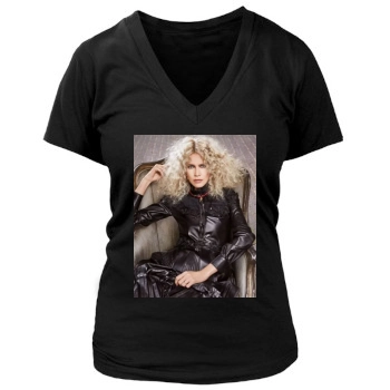 Claudia Schiffer Women's Deep V-Neck TShirt