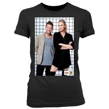 Charlize Theron Women's Junior Cut Crewneck T-Shirt