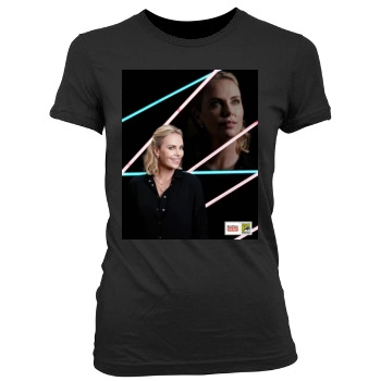 Charlize Theron Women's Junior Cut Crewneck T-Shirt