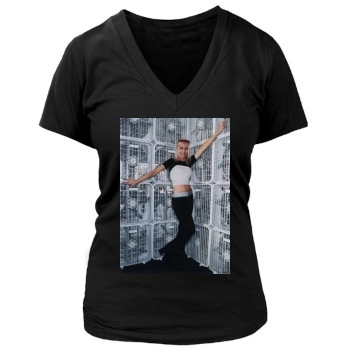 Christina Aguilera Women's Deep V-Neck TShirt