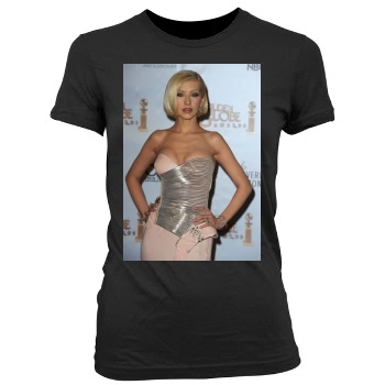 Christina Aguilera Women's Junior Cut Crewneck T-Shirt