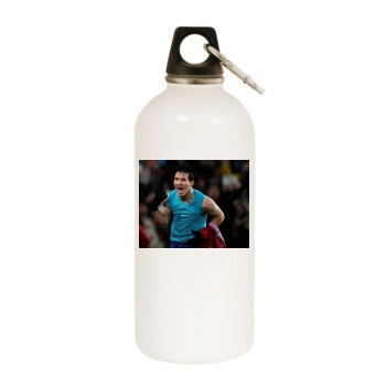 FC Barcelona White Water Bottle With Carabiner