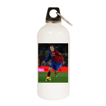 FC Barcelona White Water Bottle With Carabiner