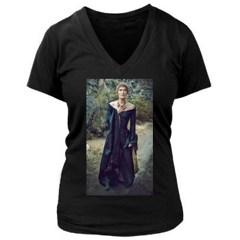 Lena Headey Women's Deep V-Neck TShirt