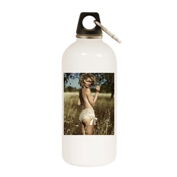 Eva Herzigova White Water Bottle With Carabiner