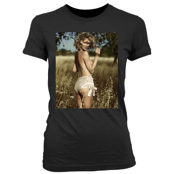 Eva Herzigova Women's Junior Cut Crewneck T-Shirt