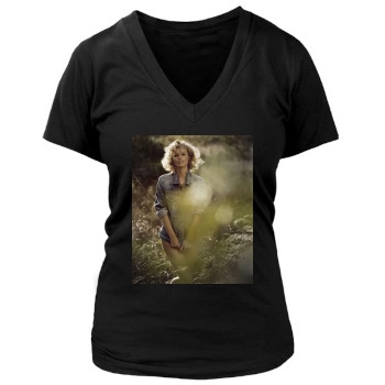 Eva Herzigova Women's Deep V-Neck TShirt