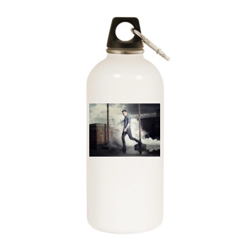 Luke Evans White Water Bottle With Carabiner