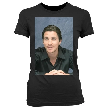 Christian Bale Women's Junior Cut Crewneck T-Shirt