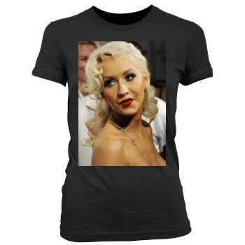 Christina Aguilera Women's Junior Cut Crewneck T-Shirt