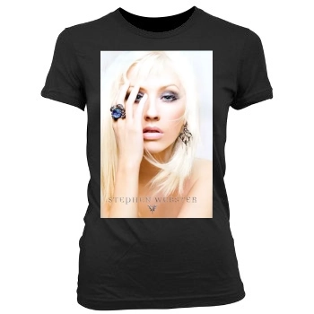 Christina Aguilera Women's Junior Cut Crewneck T-Shirt