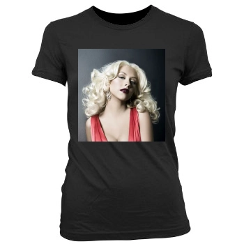 Christina Aguilera Women's Junior Cut Crewneck T-Shirt