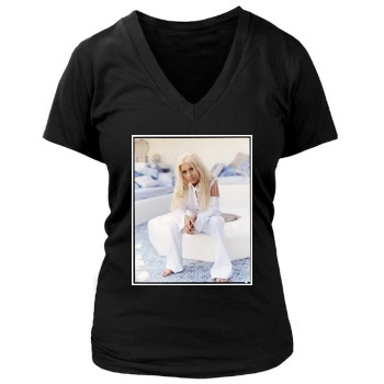 Christina Aguilera Women's Deep V-Neck TShirt