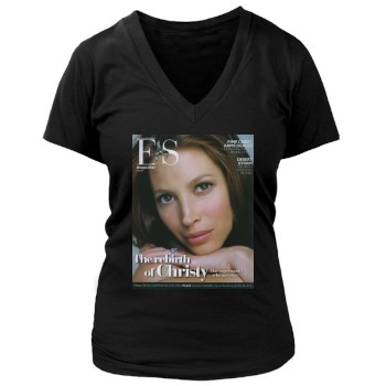 Christy Turlington Women's Deep V-Neck TShirt