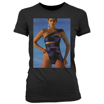 Cindy Crawford Women's Junior Cut Crewneck T-Shirt