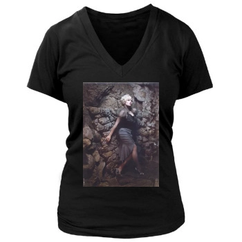 Elisha Cuthbert Women's Deep V-Neck TShirt