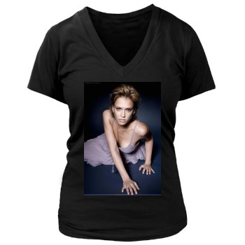 Jessica Alba Women's Deep V-Neck TShirt