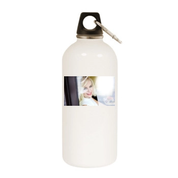 Malin Akerman White Water Bottle With Carabiner