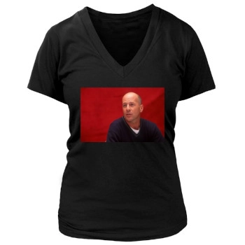 Bruce Willis Women's Deep V-Neck TShirt