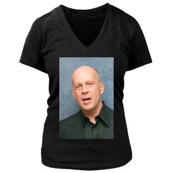 Bruce Willis Women's Deep V-Neck TShirt