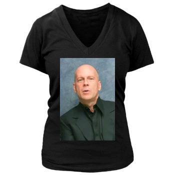 Bruce Willis Women's Deep V-Neck TShirt