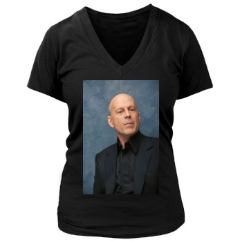 Bruce Willis Women's Deep V-Neck TShirt