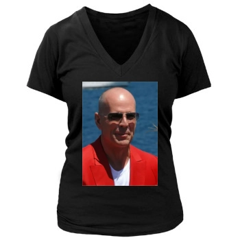 Bruce Willis Women's Deep V-Neck TShirt