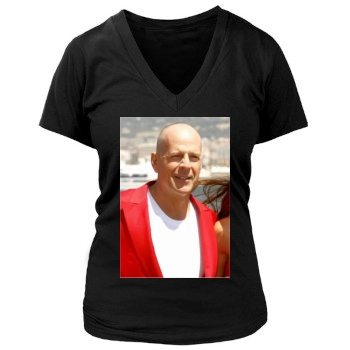 Bruce Willis Women's Deep V-Neck TShirt