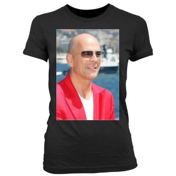 Bruce Willis Women's Junior Cut Crewneck T-Shirt